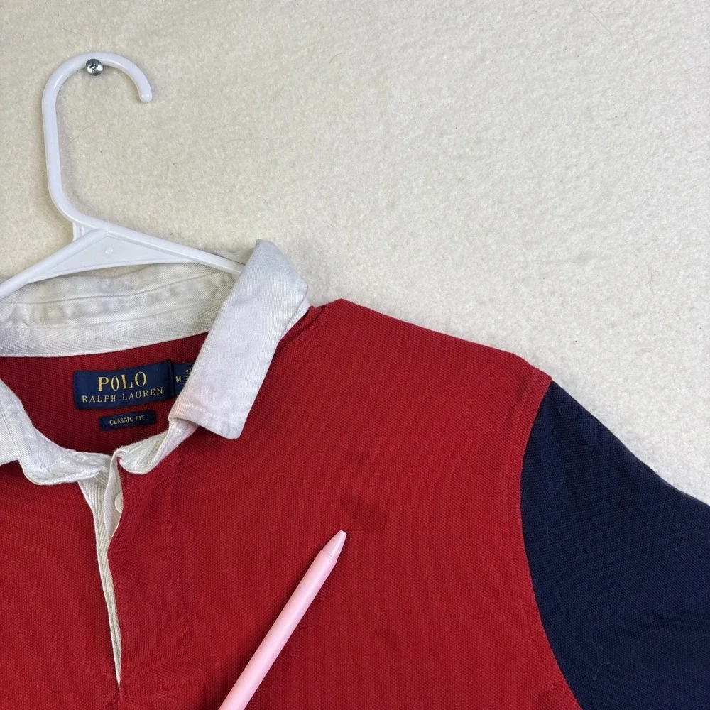 Polo Ralph Lauren Hi Tech Limited Edition Rugby Shirt Size M Spell Out oil spots